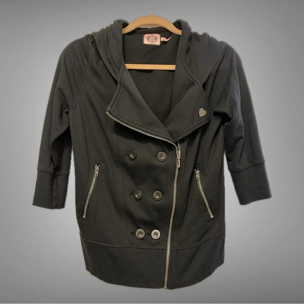 Juicy Couture Black “Biker” Style Jacket Size Large - Picture 1 of 5